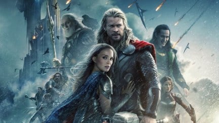 thor the dark world poster with our sexy cast in a mediocre film
