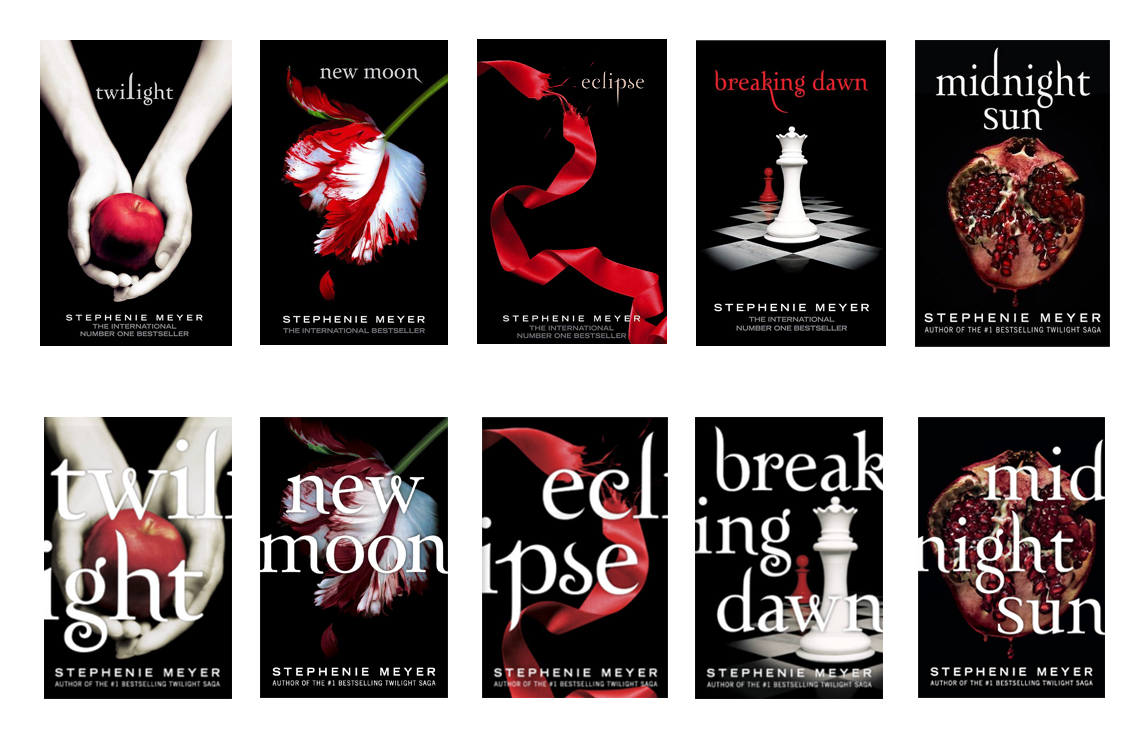Image of the five main twilight books, both new and old designs. (Image: Little, Brown Books for Young Readers)