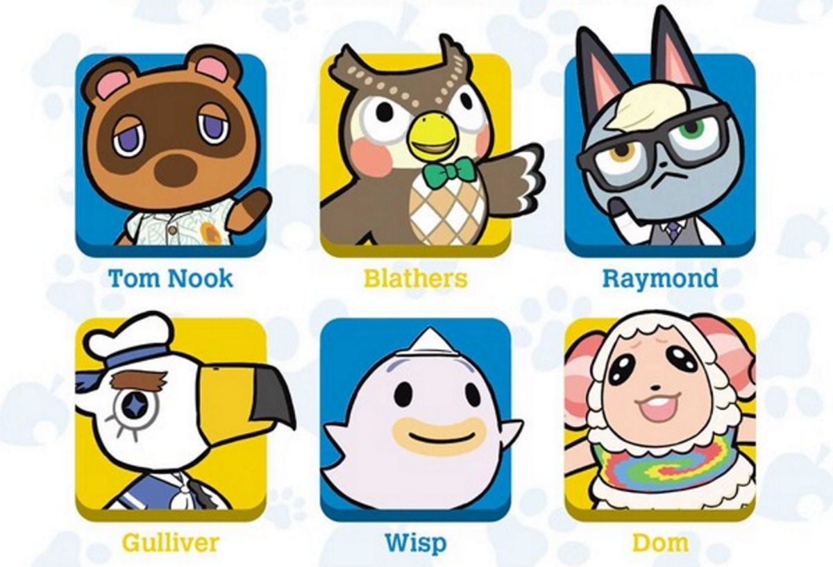 Animal Crossing manga back cover featuring characters and their names.