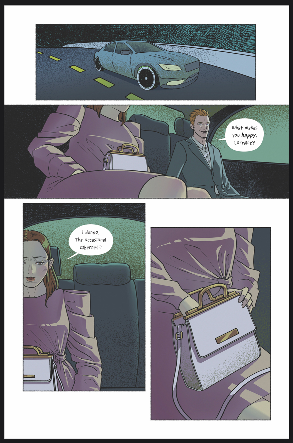 Page for "Grieving Mall" by graphic novelist R. Alan Brooks and artist Sarah Menzel Trapl.