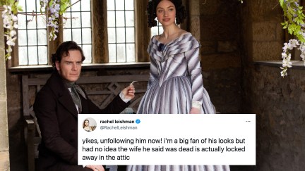 Michael Fassbender and Imogen Poots in Jane Eyre, with the text 