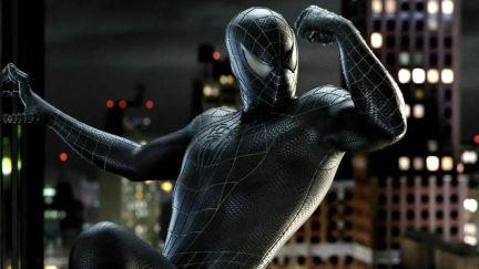 Tobey Maguire flexing with Venom in Spider-Man 3
