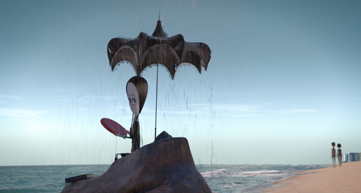 Wednesday Addams under an umbrella in The Addams Family 2