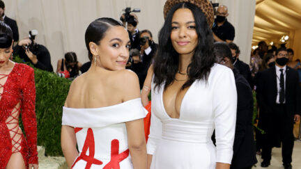 Alexandria Ocasio-Cortez (L) and Aurora James attend The 2021 Met Gala
