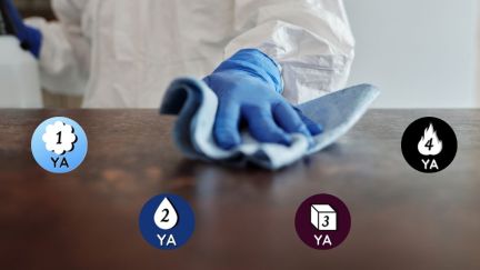 Person cleaning a table with YABookRatings.com icons. (Image: Canva and YABooksRatings.com.)