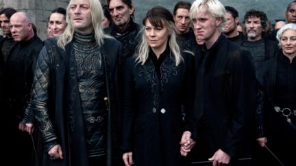 Jason Isaacs, Helen McCrory, and Tom Felton are the Malfoys