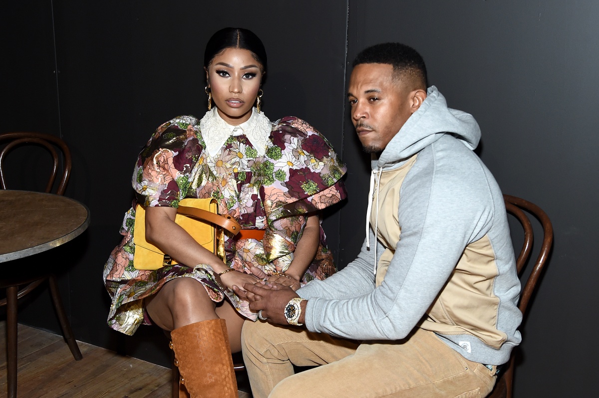 NEW YORK, NEW YORK - FEBRUARY 12: Nicki Minaj and Kenneth Petty attend the Marc Jacobs Fall 2020 runway show during New York Fashion Week on February 12, 2020 in New York City. (Photo by Jamie McCarthy/Getty Images for Marc Jacobs)