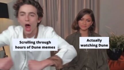 Excited Chalamet with the text 