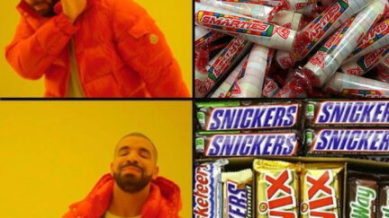 Hotline Bling meme with candy