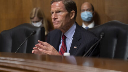 U.S. Sen. Richard Blumenthal D-CT asks questions to witnesses during a senate hearing.