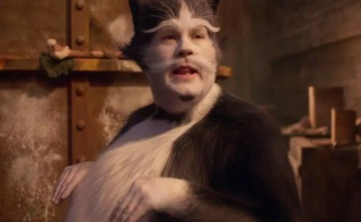 James Corden poses as a cat in the movie musical 'Cats'
