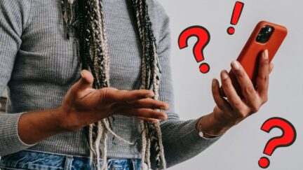 Woman confused at phone. (Image: Alex Green via Pexels.)