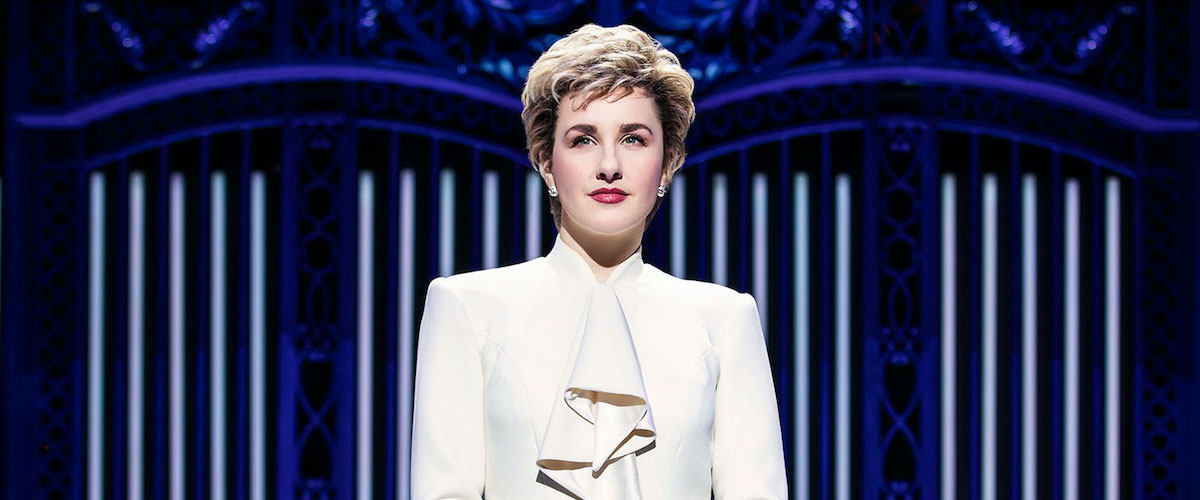 Diana staring into the crowd in Diana the Musical