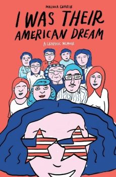 "I Was Their American Dream: A Graphic Memoir" by Malaka Gharib book cover. Girl in American Flag glasses with large family behind her. (Image: Clarkson Potter Publishers)