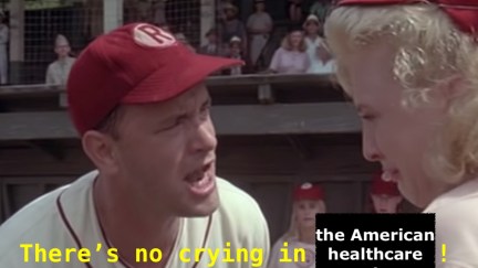 Tom Hanks in A League of Their Own, yelling 