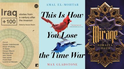 Three books by MENA authors or by those of MENA heritage. (Image: Tor Books, Gallery/Saga Press, and Flatiron Books.)