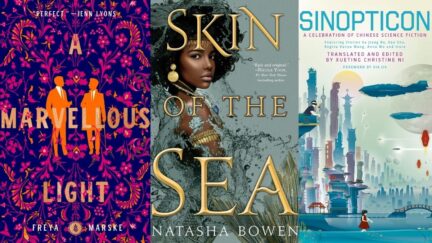 Books for the book club. (Image: Tordotcom, Random House for Young Readers, and Solaris.)