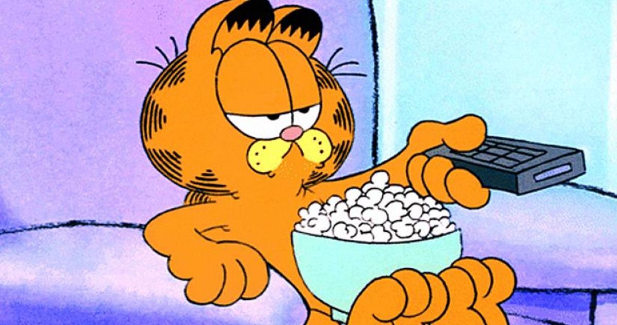 Garfield the cat watching tv 