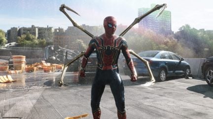 Spider-Man standing in the street in No Way Home