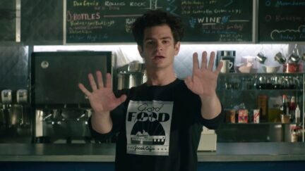 Andrew Garfield sings in a diner as Jonathan Larson in Tick, Tick ... BOOM! the movie