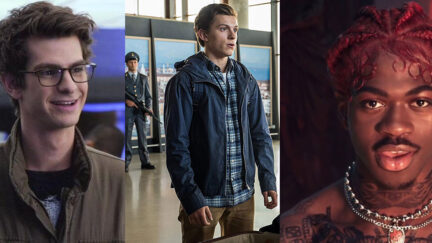 Andrew Garfield and tom holland as Peter Parker and Lil Nas X