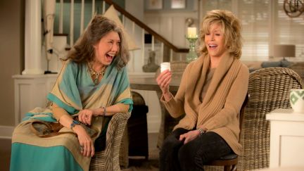 the beautiful ladies of grace and Frankie doing something fun