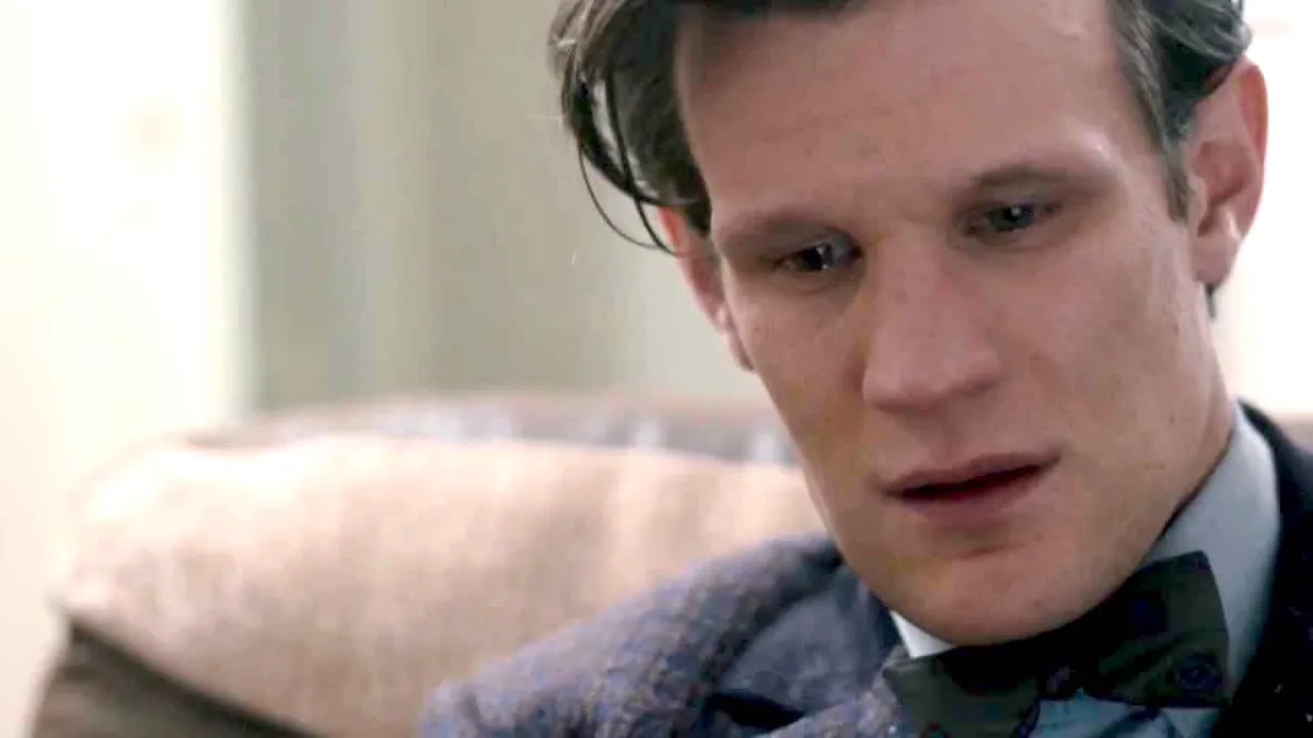 Matt Smith crying as the eleventh Doctor on BBC's Doctor Who.