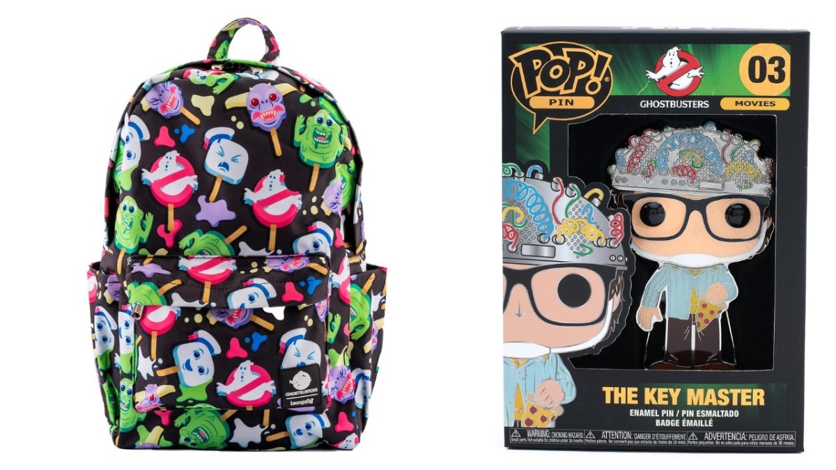 ghostbusters loungefly backpack and funko enamel pin
