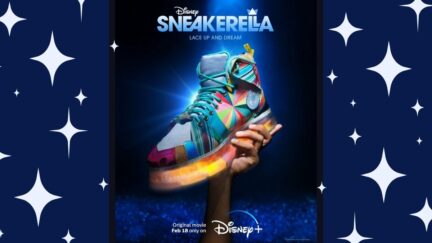 hand holding flashy kicks. (Image: Dinsey+ and Alyssa Shotwell.)