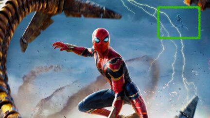 A green box surrounds the presence of Green Goblin on the new Spider-Man: No Way Home poster
