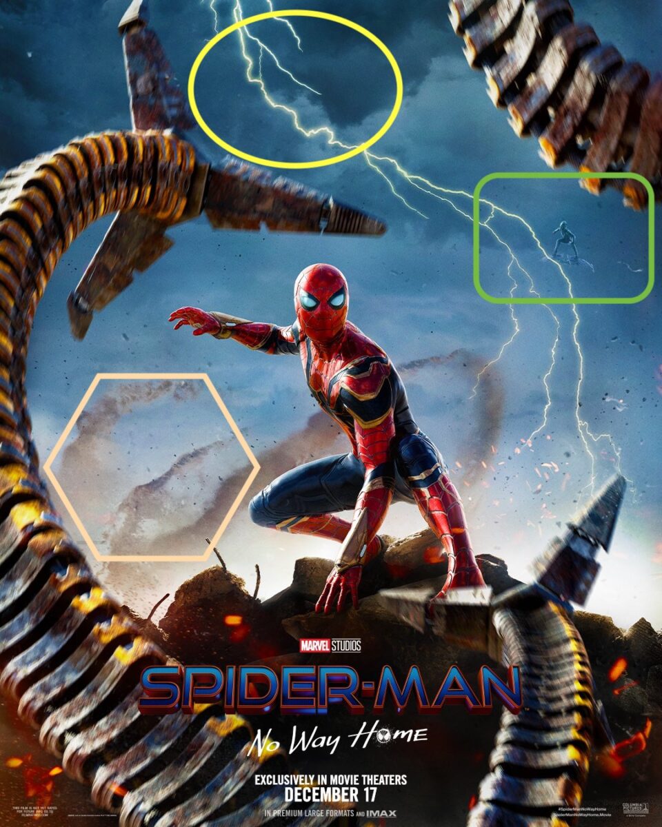 Highlighting the hidden villains on the official poster for Spider-Man: No Way Home