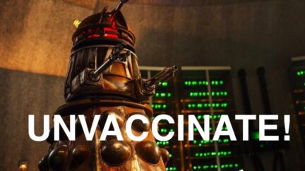 A Dalek from Doctor Who with 