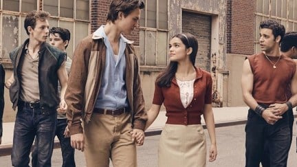 Riff, Tony, Maria, and Bernardo pose on the street in the 2021 'West Side Story' remake