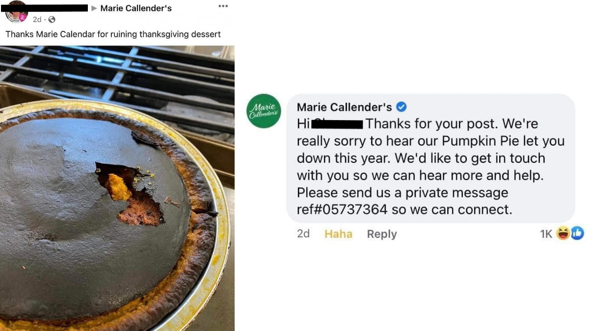 Marie Callenders burnt pie