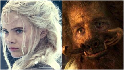 Promo shots of Freya Allan as Ciri and Kristofer Hivju as Nivellen in The Witcher season two