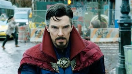 Benedict Cumberbatch as Stephen Strange looking serious in the Multiverse of Madness trailer