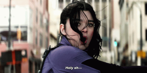 Kate Bishop looking shocked saying holy shit