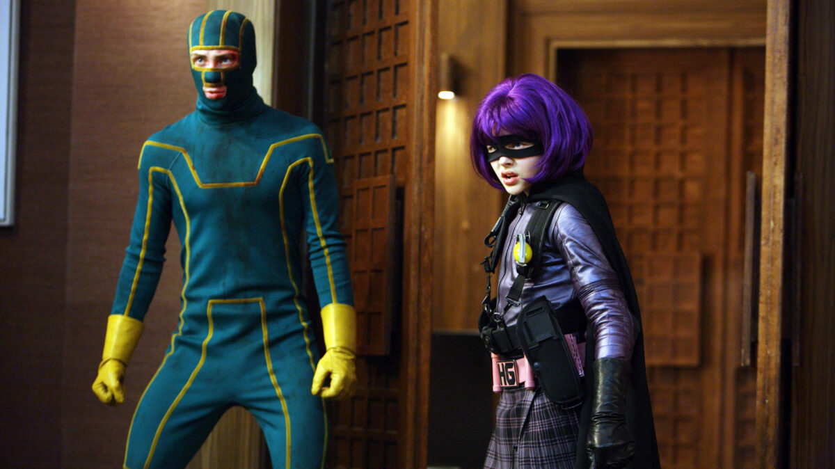 Kick-Ass (Aaron Taylor-Johnson) and Hit-Girl (Chloe Grace Moretz) in 'Kick-Ass'