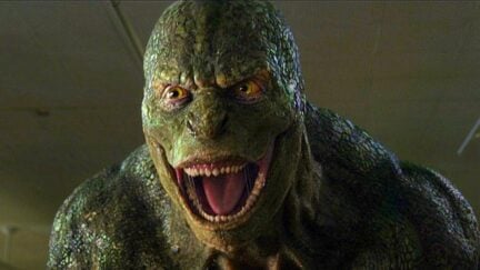 Dr. Curt Connors as the Lizard in the Amazing Spider-Man growling