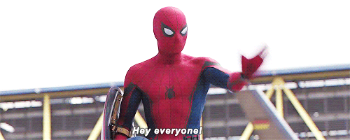 Spider-Man saying hi to everyone in Civil war