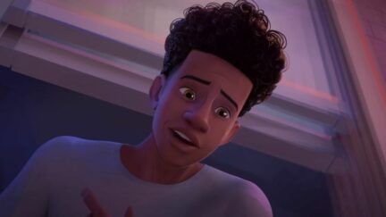 Miles Morales in Spider-Man: Across The Spider-Verse (Part One) trailer. (Image: Sony Pictures.)