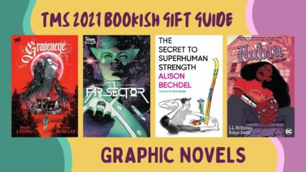 Four books featured on the 2021 TMS Bookish Gift Guide of graphic novels. (Image: TKO Studios, Mariner Books,and DC)