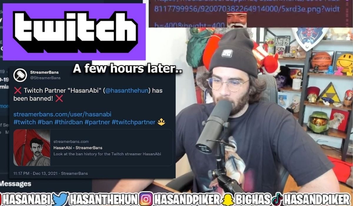 Last VOD of Hasan talking on stream before he got banned in Dec. 2021. (Image: Twitch.tv and screencap HasanAbi.) https://youtu.be/UOHYlh6PPVM
