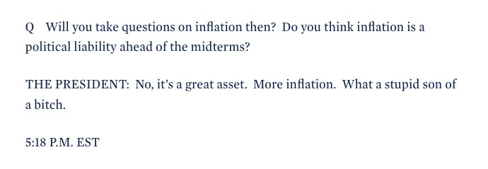 A screenshot of a White House briefing transcript.