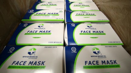 General view of some boxes of Disposable Medical Face Masks