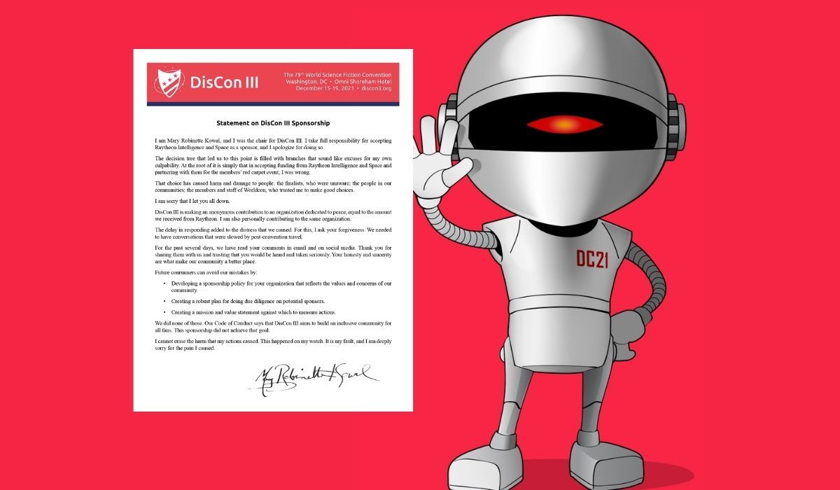 DisCon III Apologizing For Taking Raytheon Sponsorship