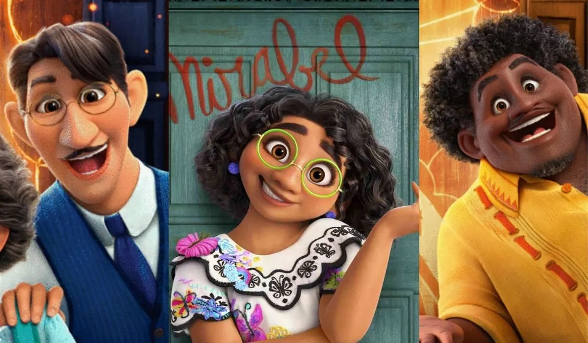 Character posters crops to Augustin, Mirabel, and Felix. (Image: Disney.)