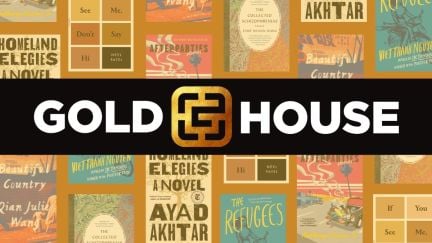 Gold House Logo over collage of recent books for the book club. (Image: Gold House, Alyssa Shotwell, and publishers.)
