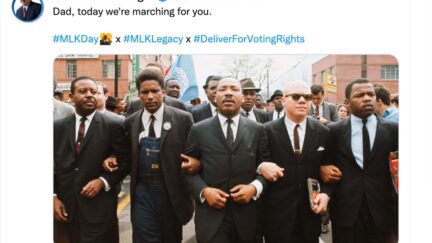 A tweet from Martin Luther King III shows his father Martin Luther King Jr. marching for civil rights