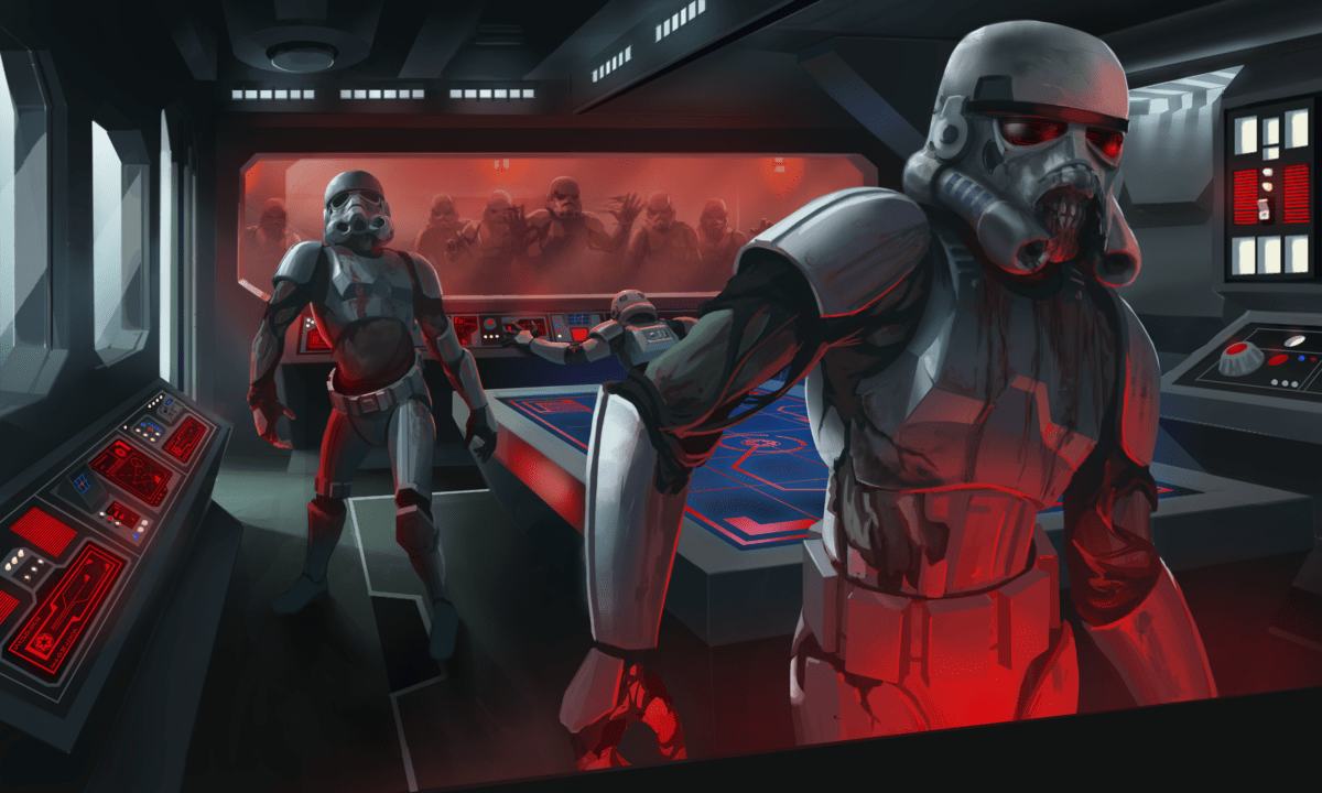 two undead stormtroopers takeover a ship in the game Star Wars: Commander